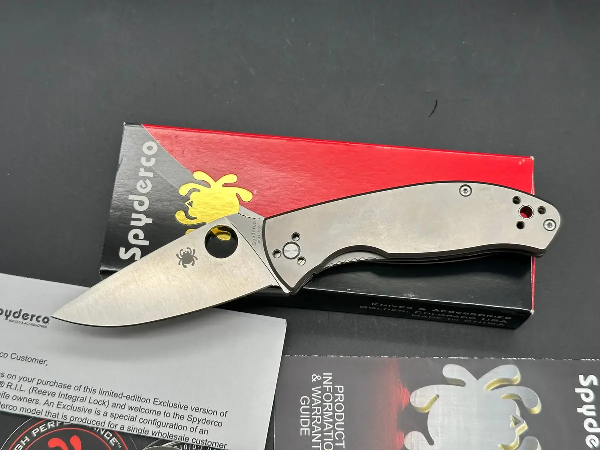 Spyderco Tenacious Titanium 3.39" 8Cr13mov Satin Blade With Gray Titanium Frame Lock Scales 1
