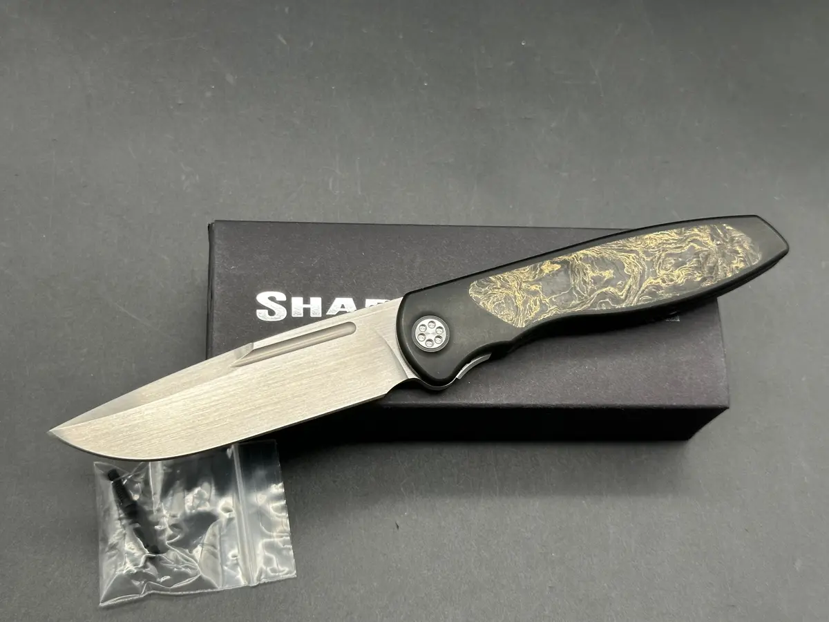 Sharp By Design Mini Tempest Gold Cf Inlays W/M390 Blade 1