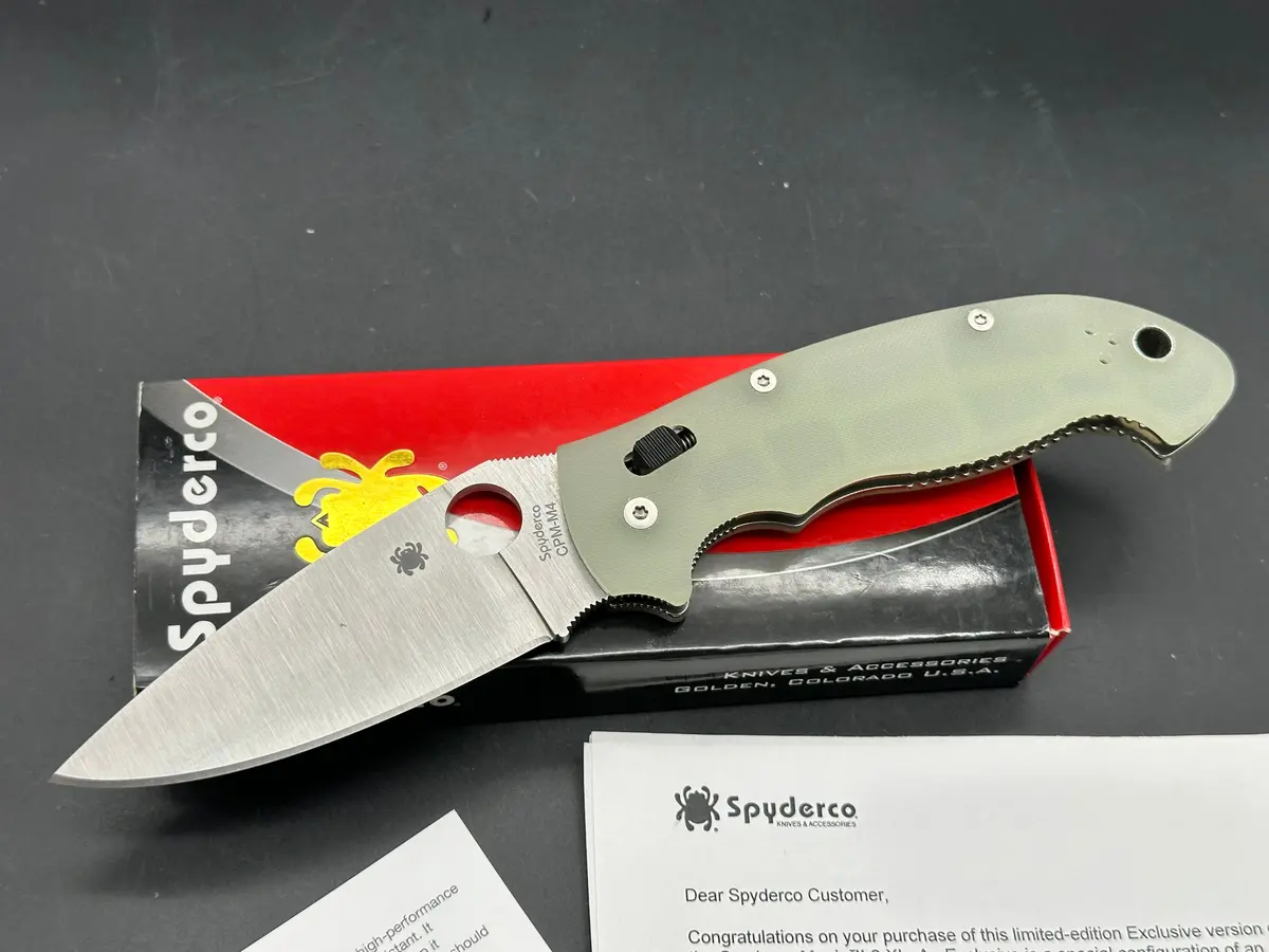 Spyderco Manix 2 Xl M4 Natural G-10 Knife (3.88" Satin) 1