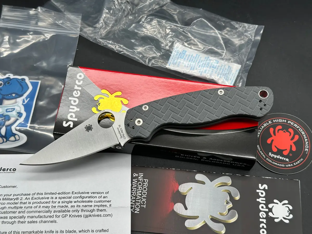 Spyderco Para Military 2 Satin Rex 76 Brick Dark Gray G10 Exclusive 1