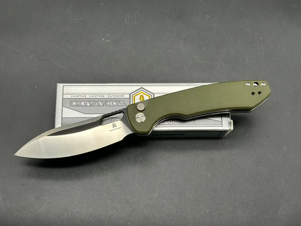 Bestechman Firebird Folding Knife Green G10 Handle D2 Plain Edge 1