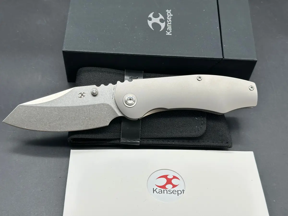 Kansept Caveman Stonewash Titanium Handle 20Cv Plain Edge 1