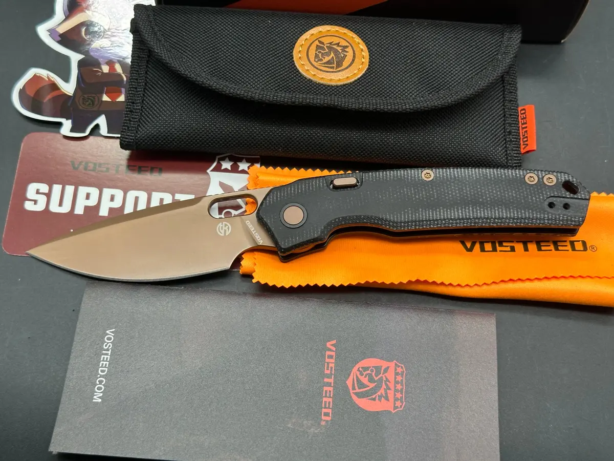 Vosteed Psyop White Mountain Knives Exclusive #230/230 First Run, Elmax Copper Dune Pvd Blade, Black Micarta Handles 1