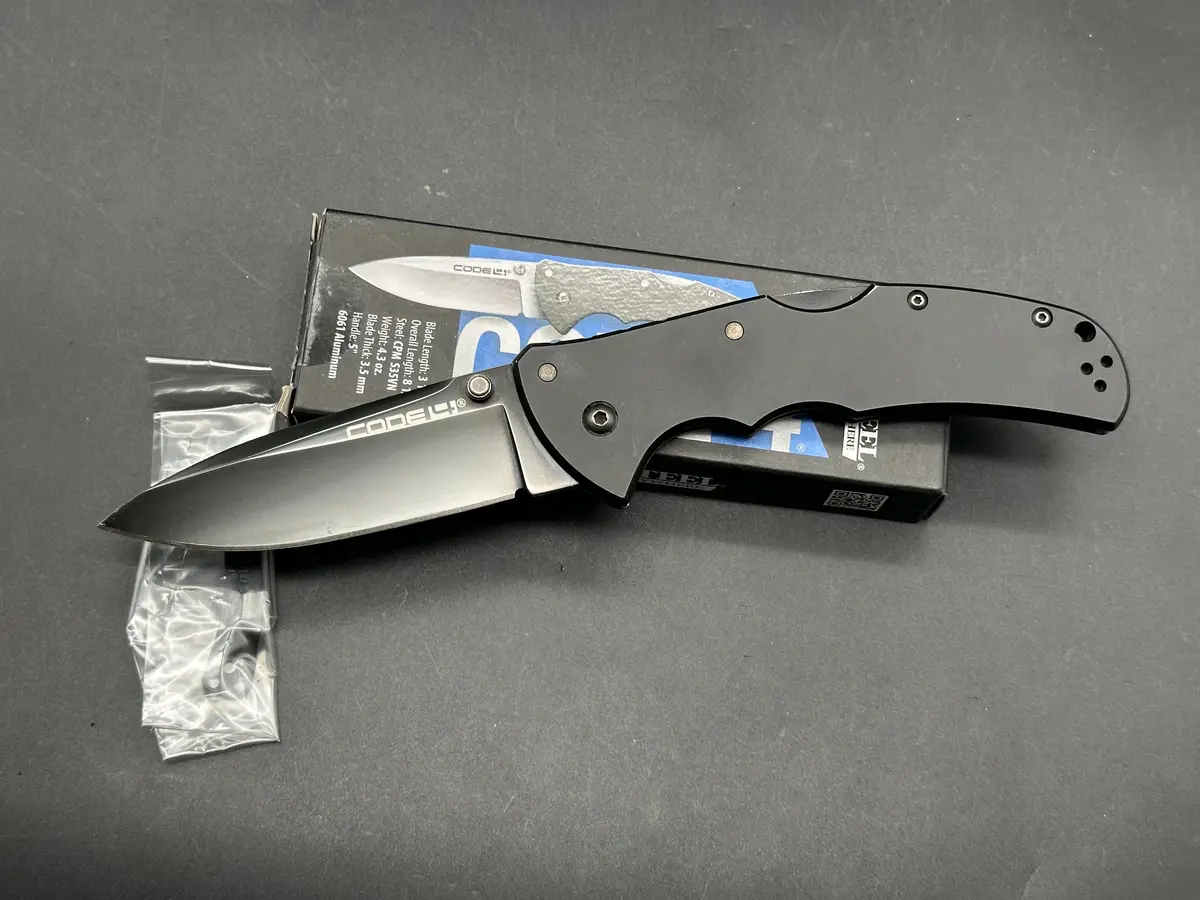 Cold Steel Code-4 Knife Gray Aluminum Handle Plain Spear Point Edge 1