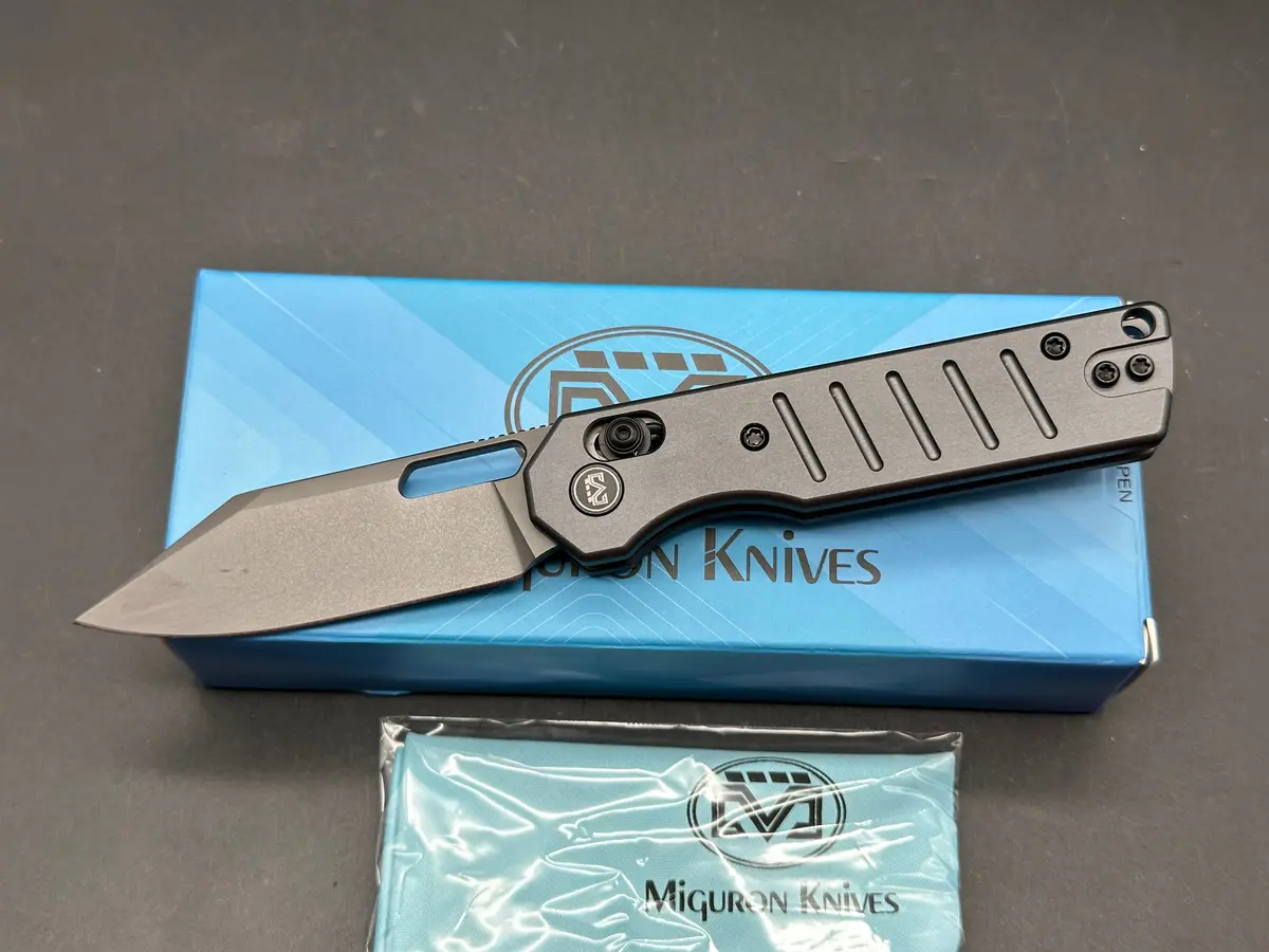 Miguron Gatov, 2.81" D2 Dark Gray Pvd Blade With Dark Gray Pvd Aluminum Scales 1
