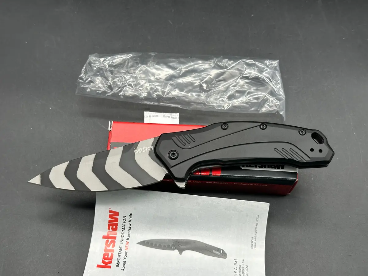 Kershaw Link Drop Point Spring Assisted Knife Gfn (3.25" Tiger Stripe 20Cv) 1