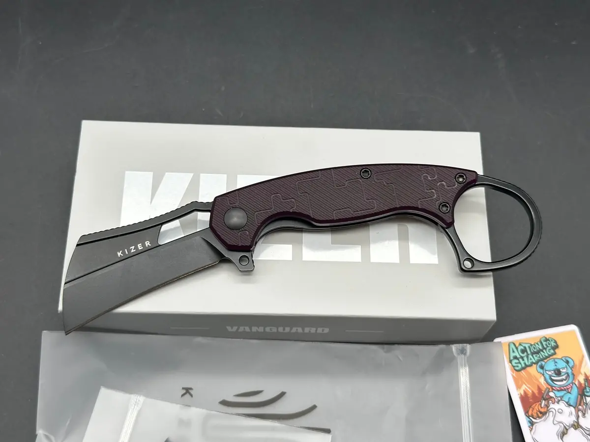 Kizer Dodo Deep Purple Pc Handle Nitro-V Modify Karambit Plain Black Blade 1