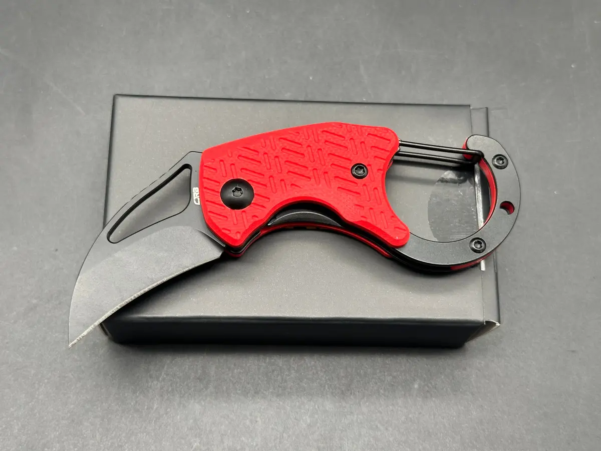Cjrb Anansi Black Ar-Rpm9 Steel Blade Red G10 Handle Folding Knife 1