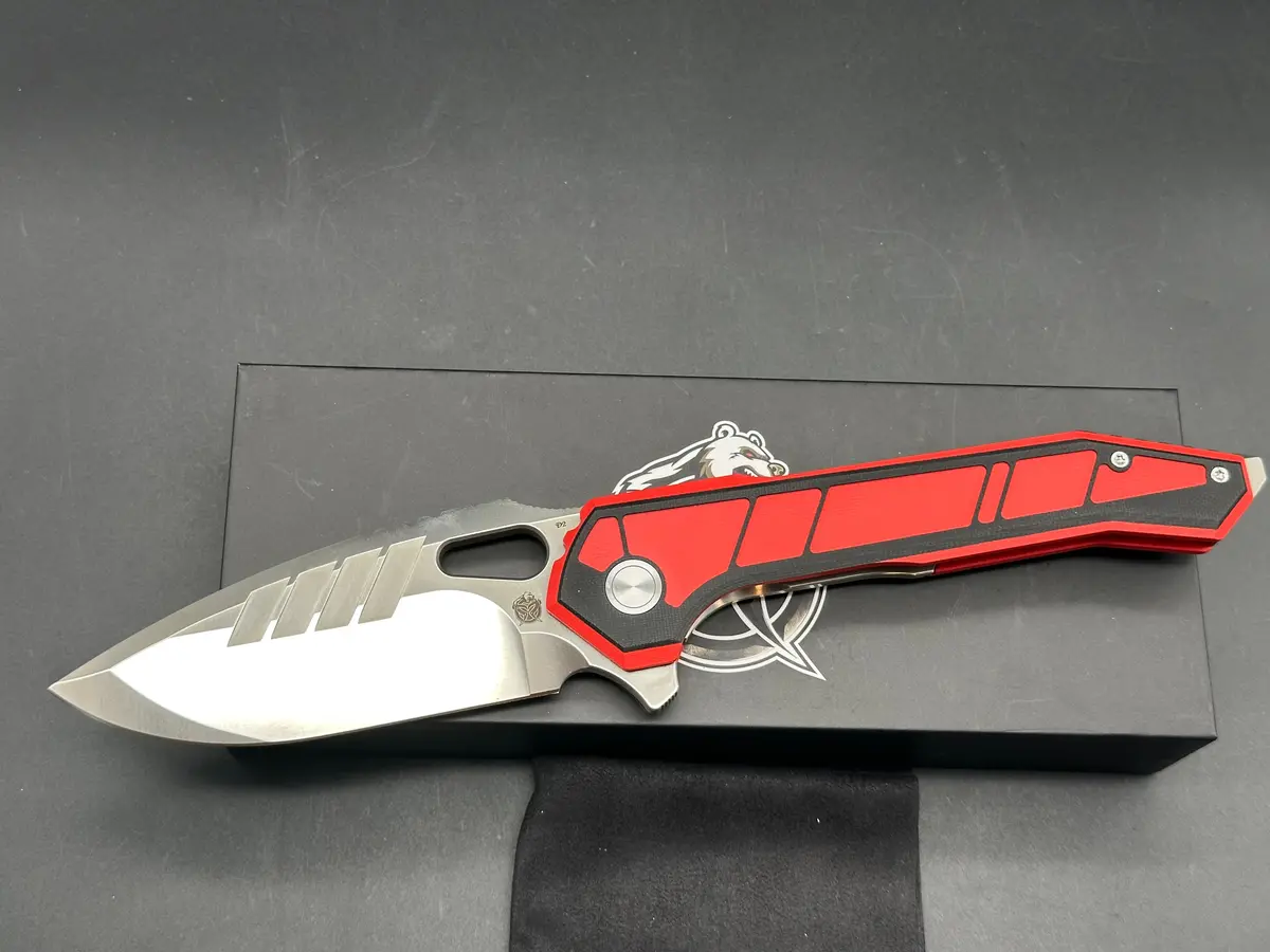 Pmp Paragon Red/Black G10 Handle Stonewashed D2 Blade 1