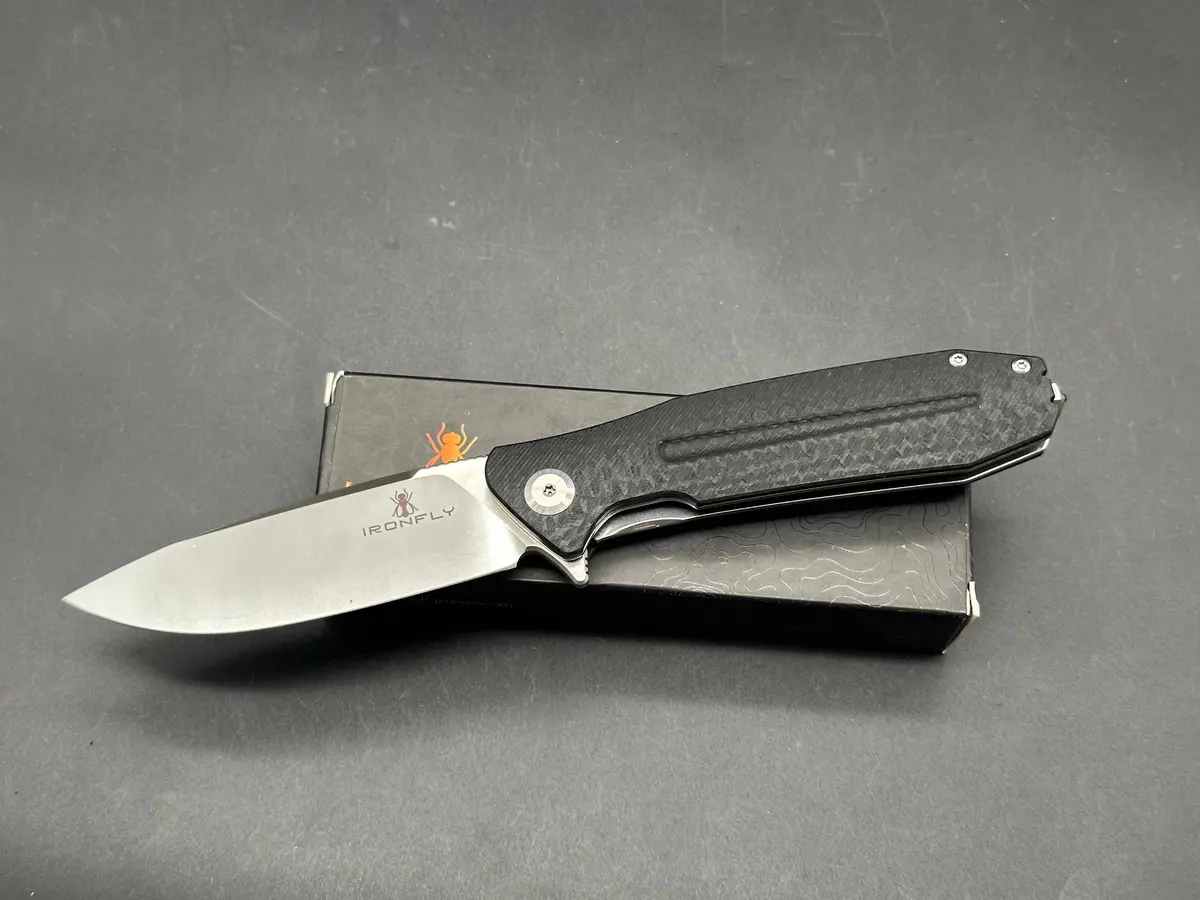 Ironfly Zesty Black G10 Handle With Carbon Fiber Texture Vg10 Satin Blade 1