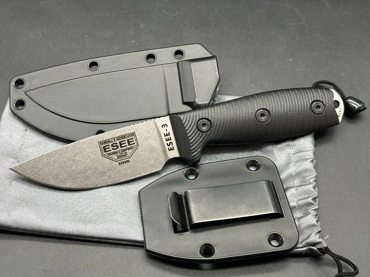 Esee Knives Esee-3 Fixed Blade Knife 3D Black G-10 (3.88" Stonewash S35vn) 1