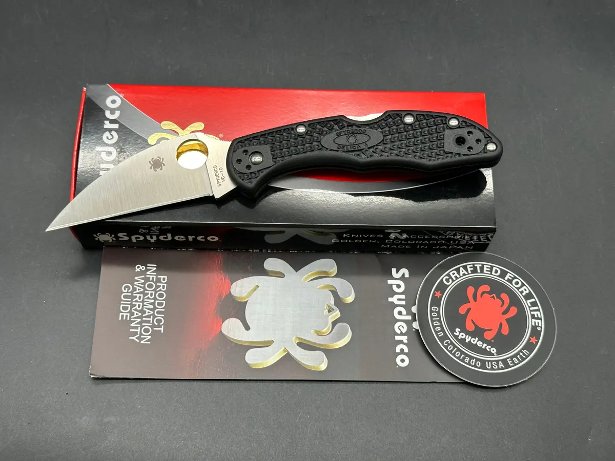 Spyderco Delica 4  Wharncliffe 2.9" Vg-10 Satin Wharncliffe Blade With Black Frn Scales 1