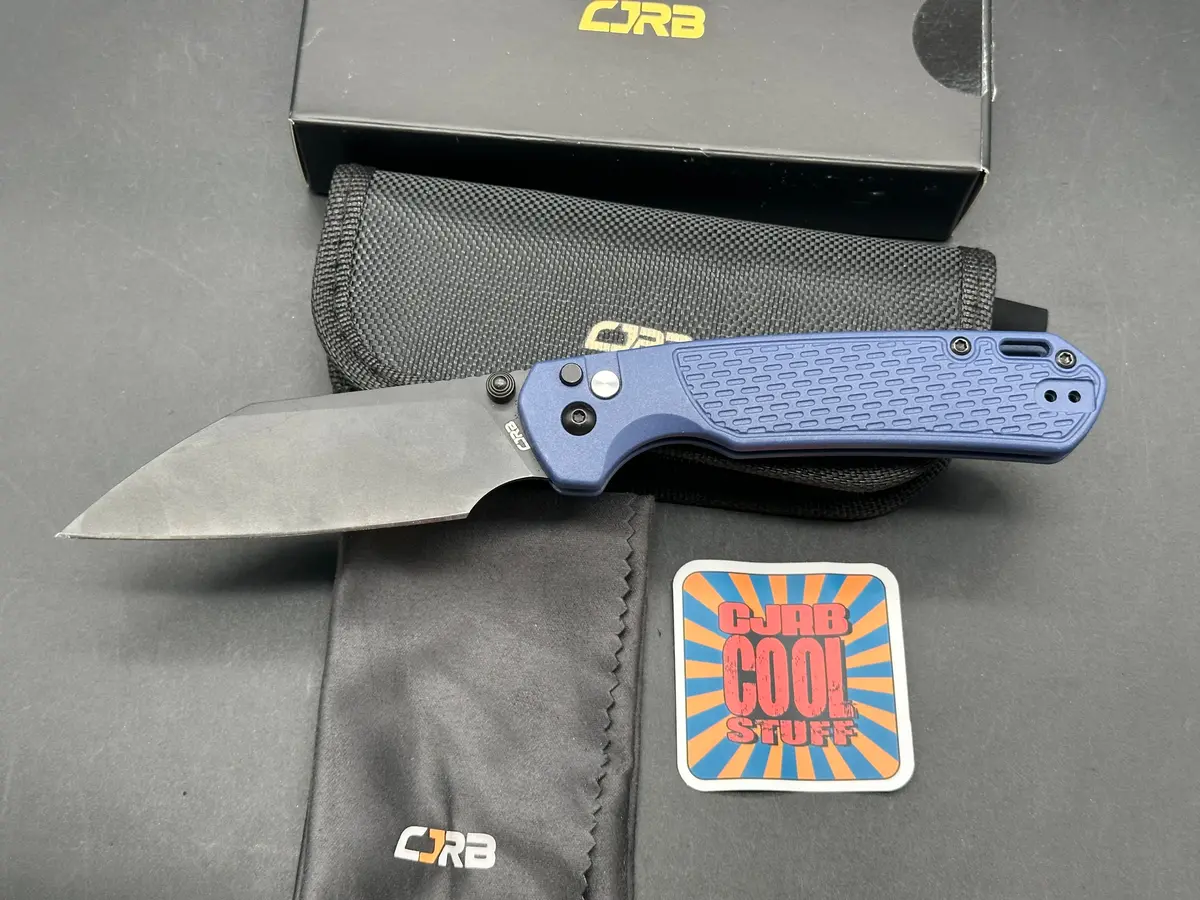 Cjrb Pyrite-Light Button Lock Knife Blue Frn (3.3") 1