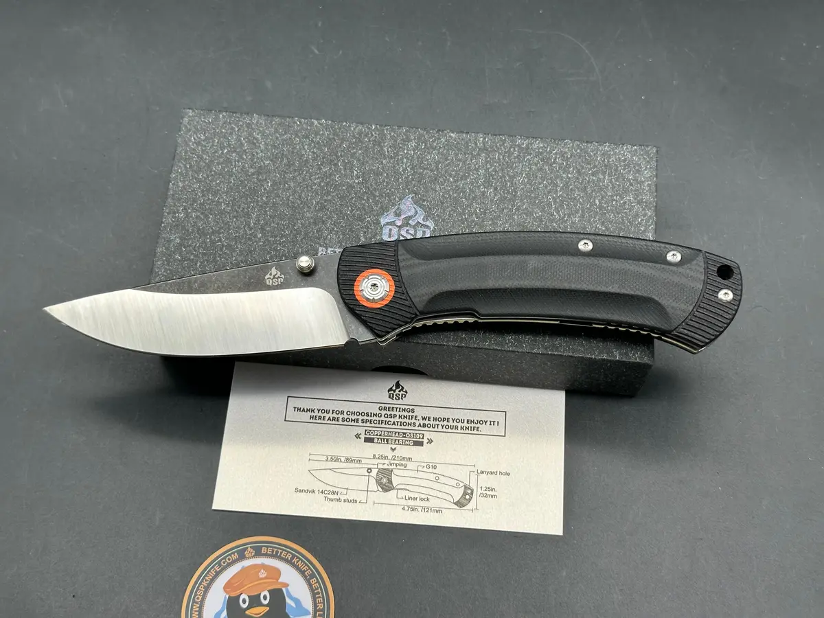 Qsp Copperhead Liner Lock Knife Black G-10 (3.5" Two Tone) 1