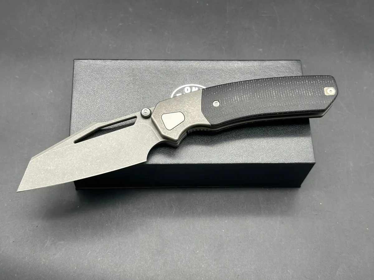 Onetrackmind Ire (New), 3.5" Cpm 20Cv Heavy Stonewash Blade With Titanium And Black Micarta Scales 1