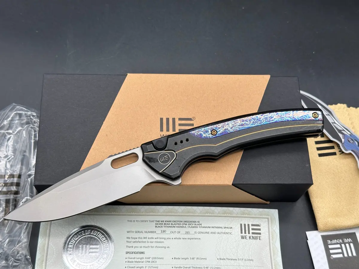 We Knife Co. Exciton #130/265 Limited Edition Knife Black Gold Titanium (3.7" Bb) 1