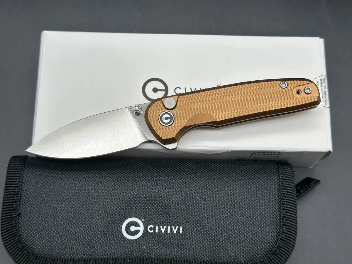 Civivi Mini Shakan Coyote Brown Aluminum Handle Nitro-V Plain Edge 1