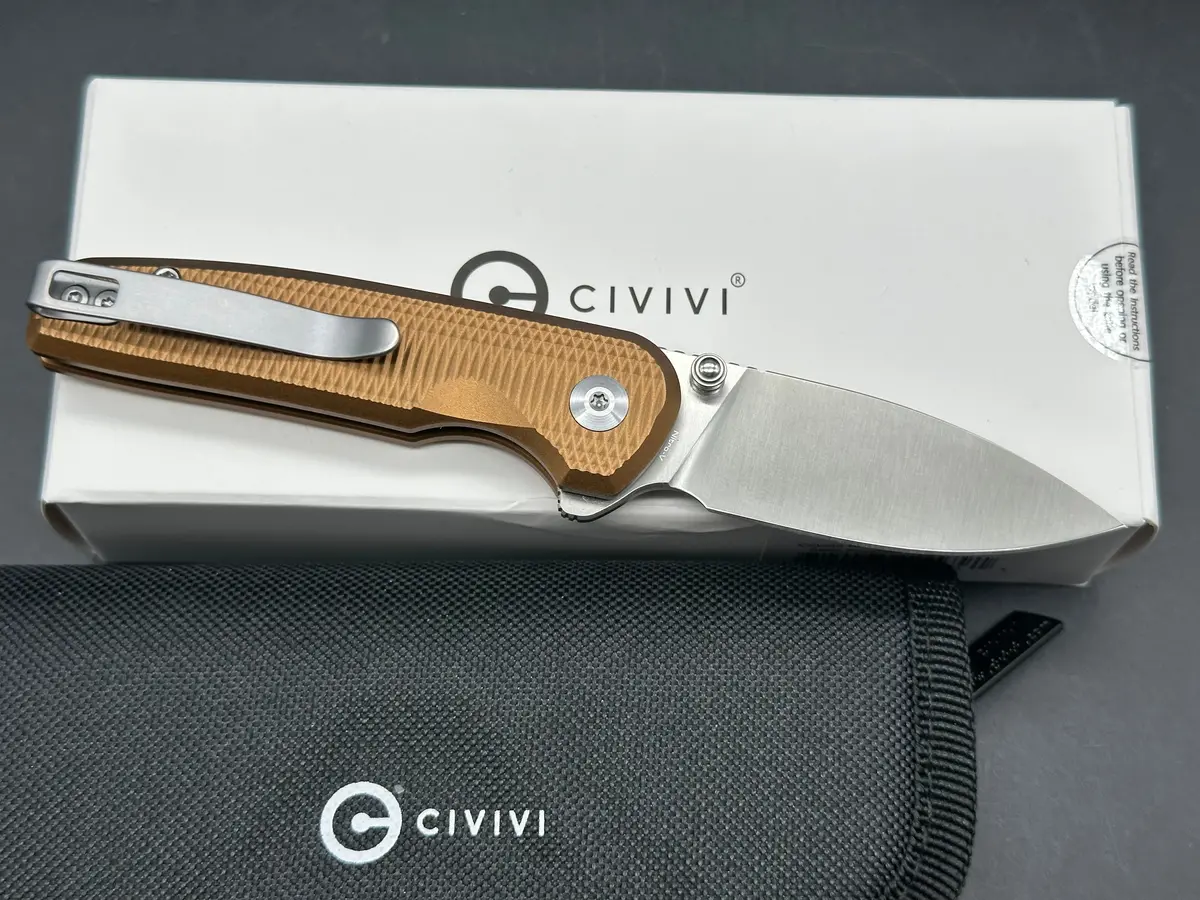 Civivi Mini Shakan Coyote Brown Aluminum Handle Nitro-V Plain Edge 2