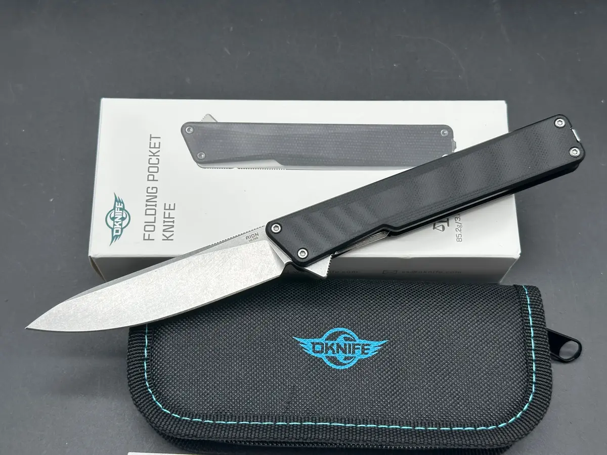 Oknife Aion Black G10 Flipper Folding Pocket Knife 1
