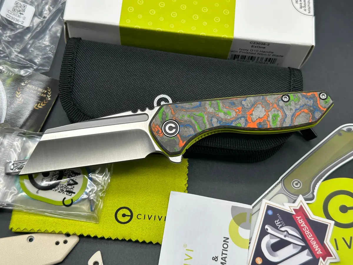 Civiv Exone - Lnib - Custom 80'S Camo Carbon Scales / Skiff Bearings Installed 1