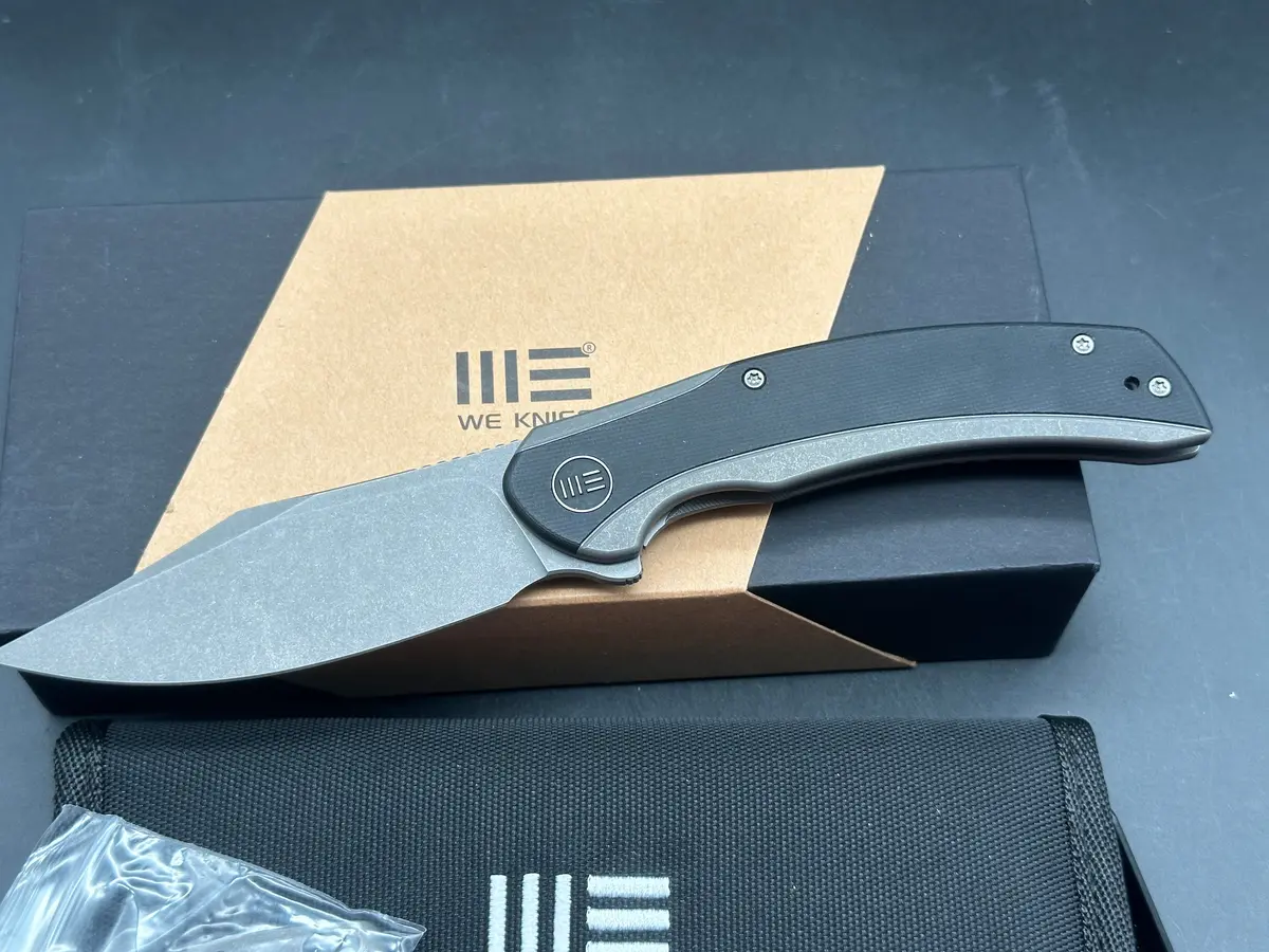 We Knife Co. Snick Frame Lock Knife Gray Ti/Black G-10 (3.5" Stonewash) 1