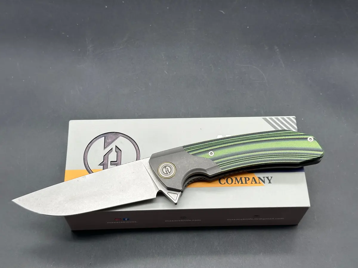 Maxace Goliath 2.0 Bohler K110 Stainless Blade. Green & Black G10 Handle. Titanium Bolsters 1