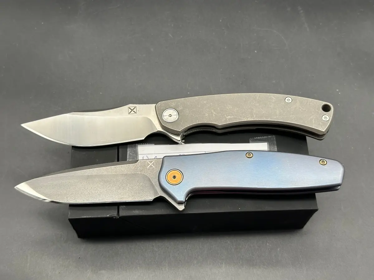 2 Knife Deal Yx 750 Titanium Handle, Vg10 Blade And Yx 650 Titanium Handle, D2 Blade 1