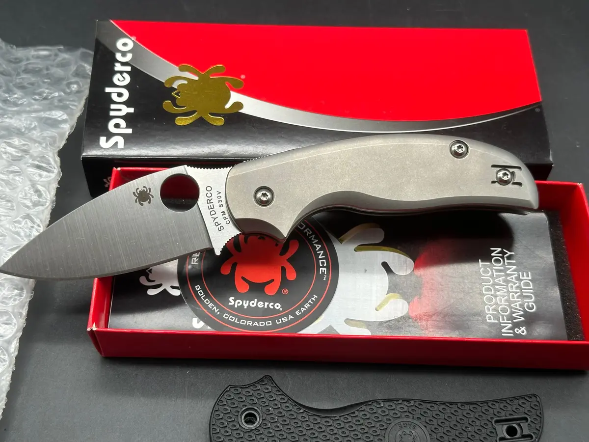 Spyderco Sage 5 Lightweight 3" Cpm S30v Satin Blade With Parson Bladeworks Stonewash Titanium Scales 1