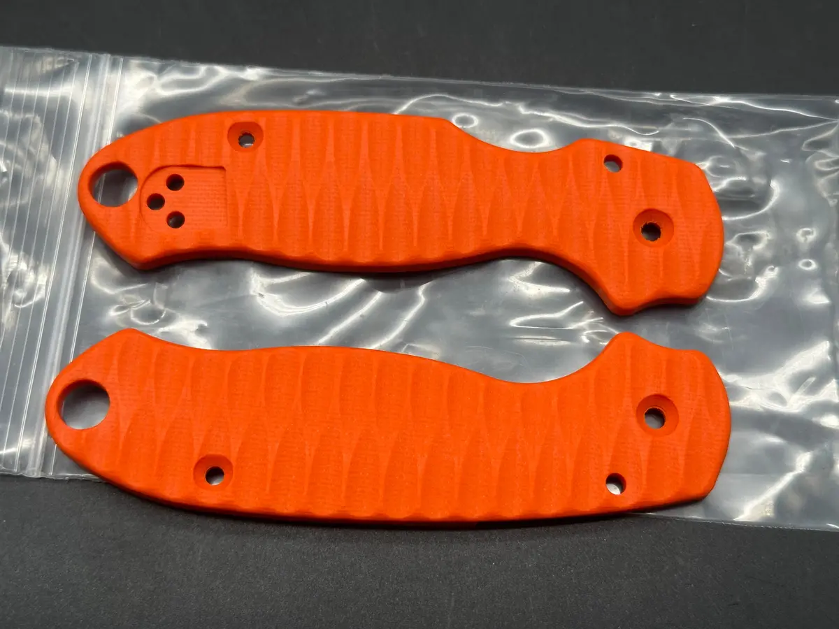 Spyderco Para 3 Replacement Scales By Blade Scales, Orange Grooved G10 1