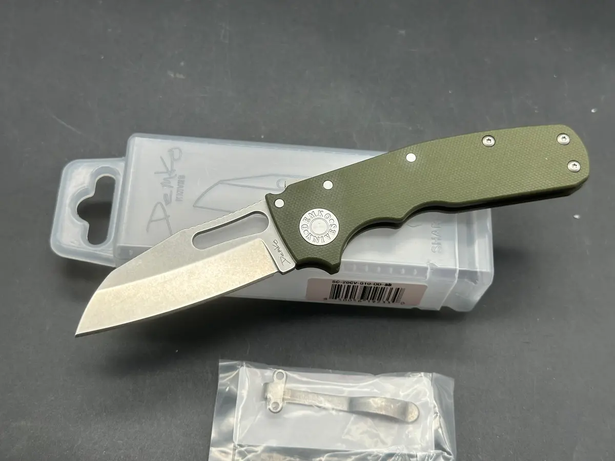 Demko Shark Cub 2.75" Cpm 20Cv Stonewash Warncliffe Blade With Od Green G10 Scales 1