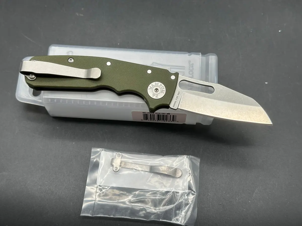 Demko Shark Cub 2.75" Cpm 20Cv Stonewash Warncliffe Blade With Od Green G10 Scales 2