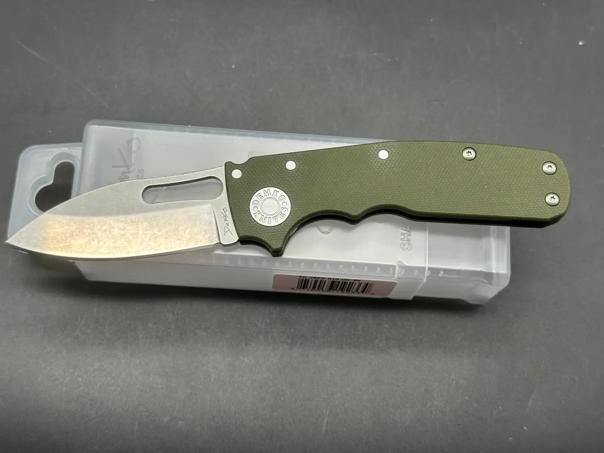 Demko Shark Cub 2.75" Cpm 20Cv Stonewash Slicer Blade With Od Green G10 Scales 1