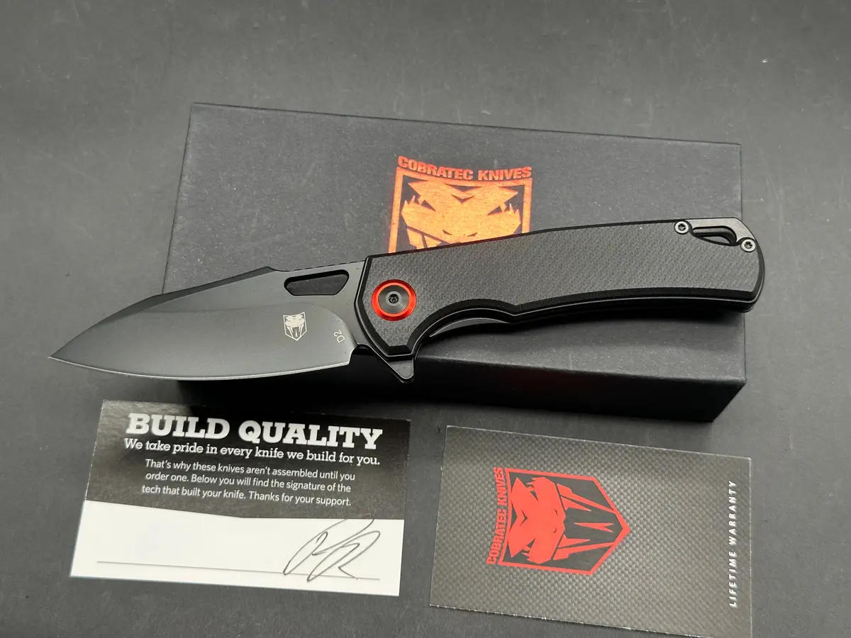 Cobratec Knives Wolverine - Black G-10 (3.13" D2) 1