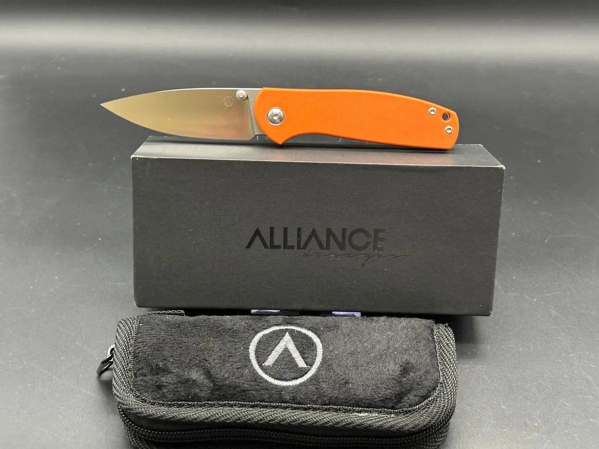 Alliance Designs Jasmine Orange G10 Handle W/M390 Blade 1