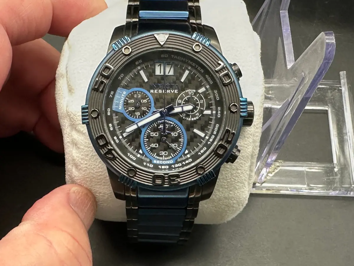 Invicta Reserve Black And Blue Stainless Steel Watch 1