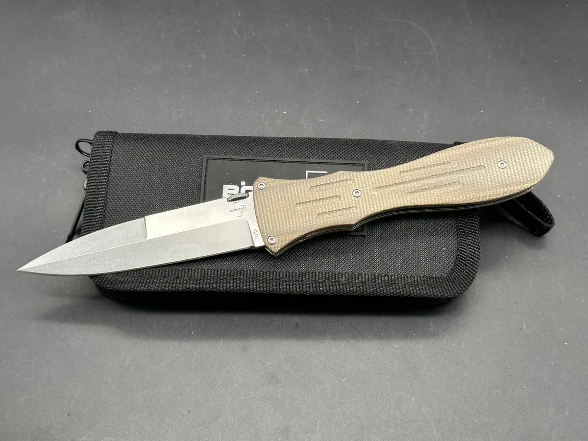 Boker Atropos Liner Lock Knife Tan Micarta (4.1" Satin) 1