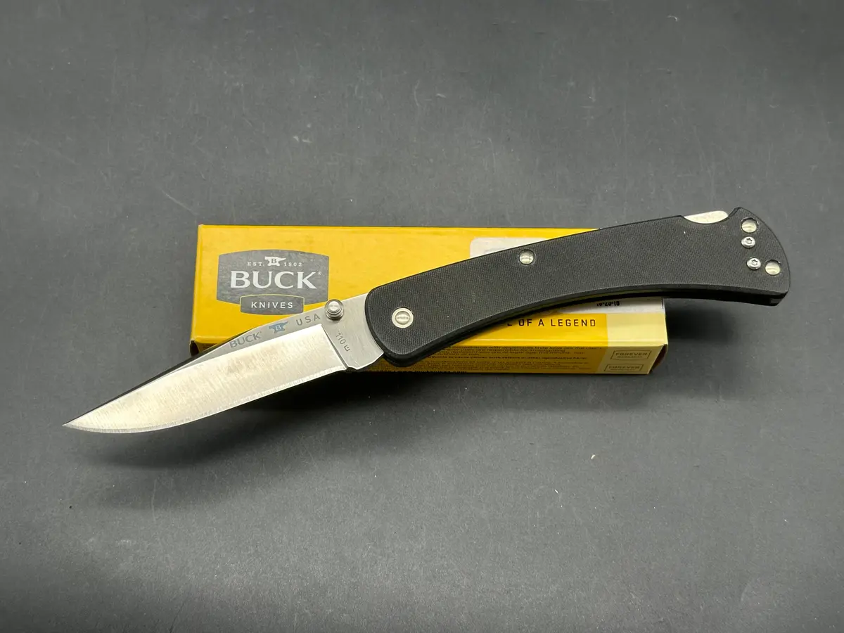 Buck 110 Slim Pro, 3.75" Cpm S30v Satin Clip Point, Lockback With Black G 10 Scales 1