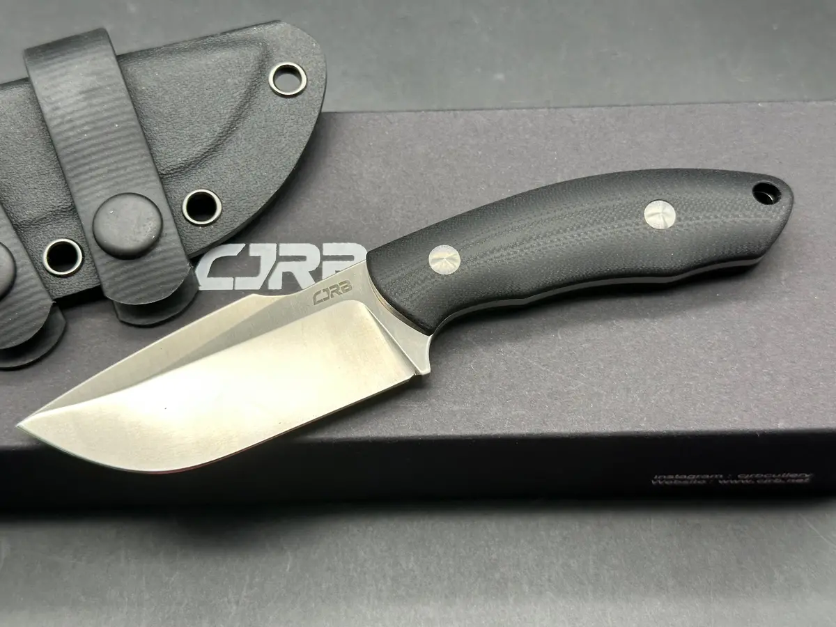 Cjrb Mutt Fixed Blade Knife Black G10 Handle Drop Point Plain Edge 1