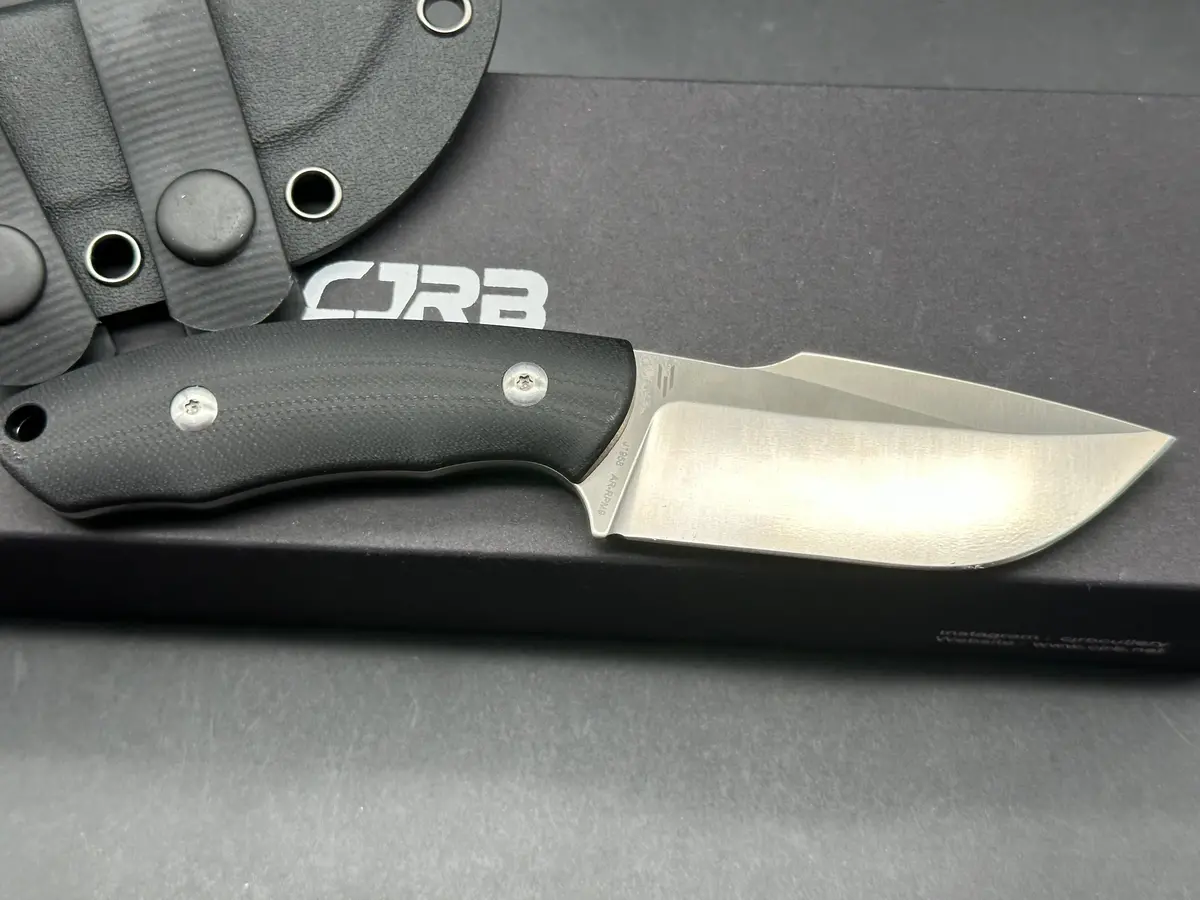 Cjrb Mutt Fixed Blade Knife Black G10 Handle Drop Point Plain Edge 2