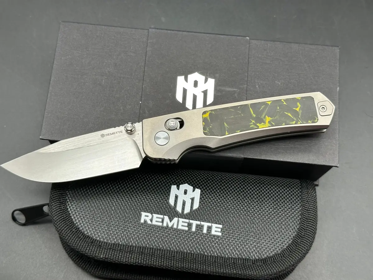 Remette Rt-Aurora Titanium/Yellow/Carbon Fiber Handle M390 1