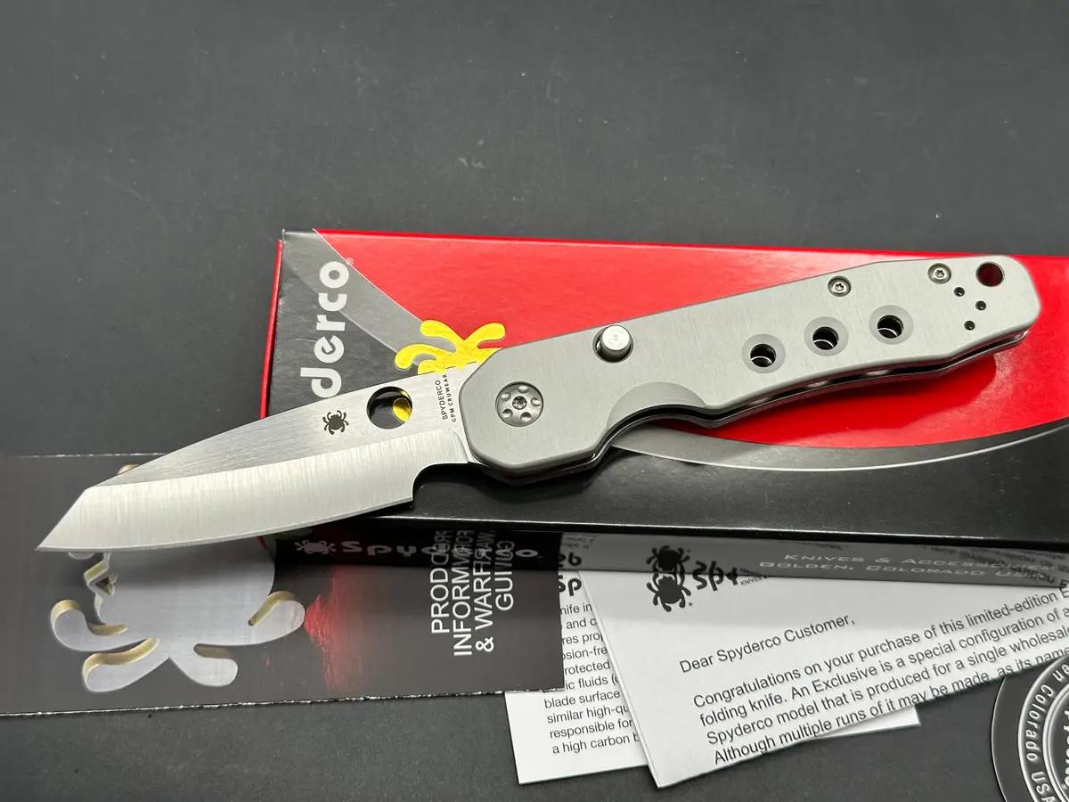 Spyderco Smock-Distributor Limited Edition 3.45" Cpm Cruwear Satin Blade With Blasted Anodized Aluminum Scales 1