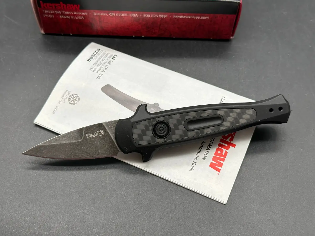 Kershaw Launch 12 Ca Legal Mini Stiletto Automatic Knife Black/Cf (1.9"Black Sw) 1