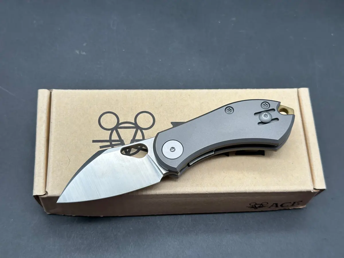 Giant Mouse Vox/Anso Ace Nibbler Liner Lock Knife Titanium (1.9" Satin 20Cv) 1