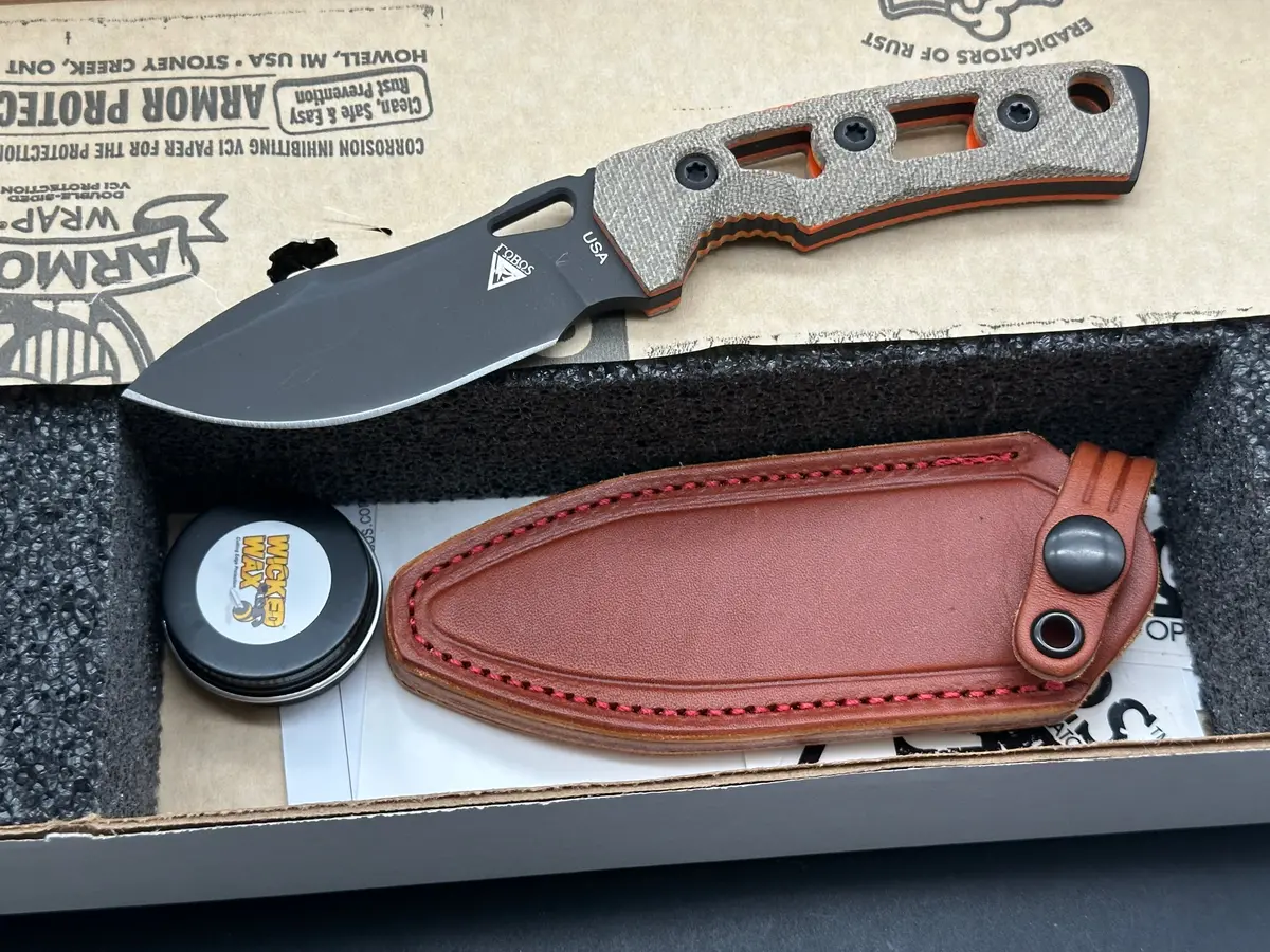 Fobos Tier 1 Mini-Mini Green Micarta W/Pvd 154Cm Blade 1