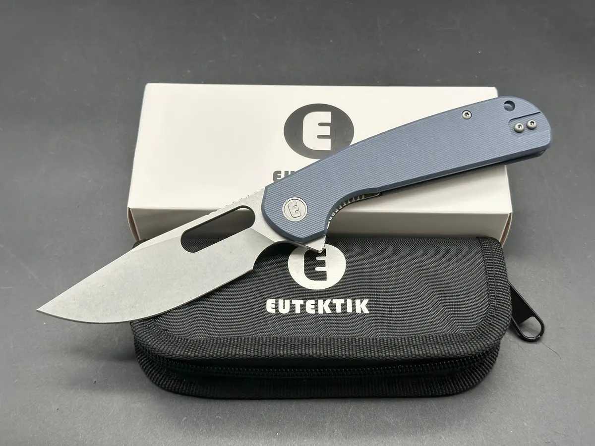 Eutektik Trinity Denim G10 Stonewashed - New In Box From Eutektik Knives Plus Ltk Koozie/Patch &Amp; Sticker W/Each Knife 1
