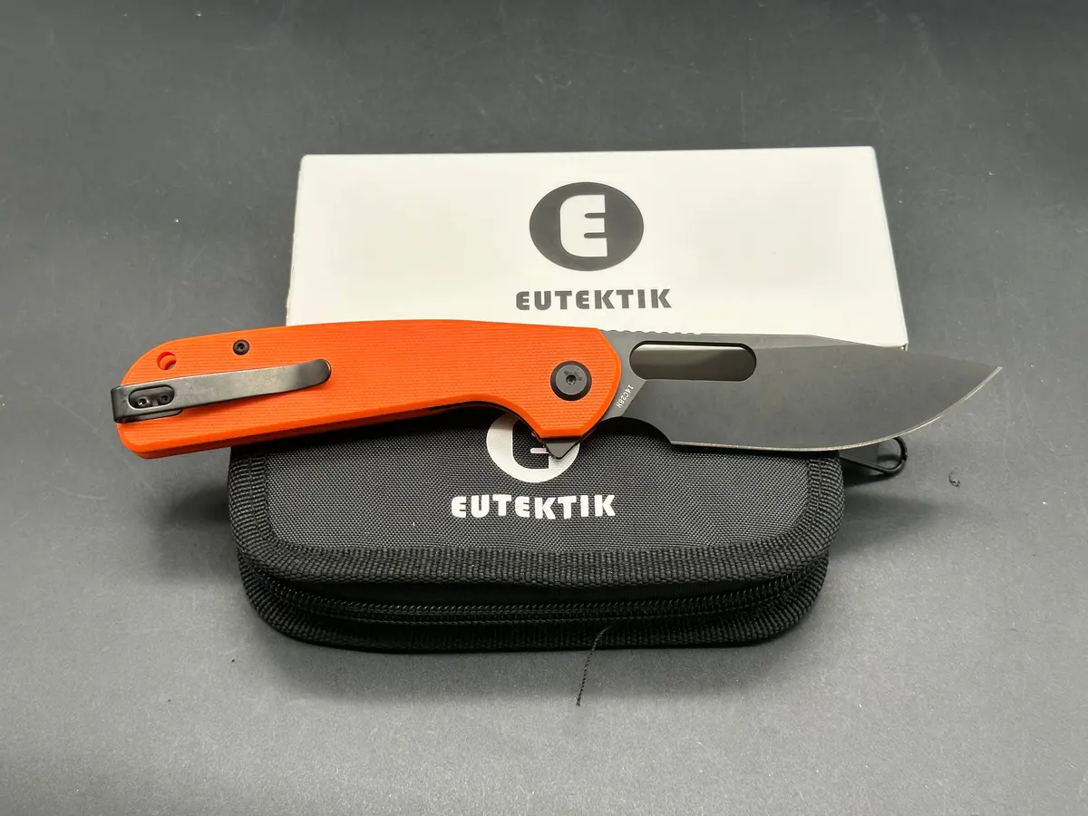 Eutektik Trinity Orange G10 Blackwashed - New In Box From Eutektik Knives Plus Ltk Koozie/Patch & Sticker W/Each Knife 2