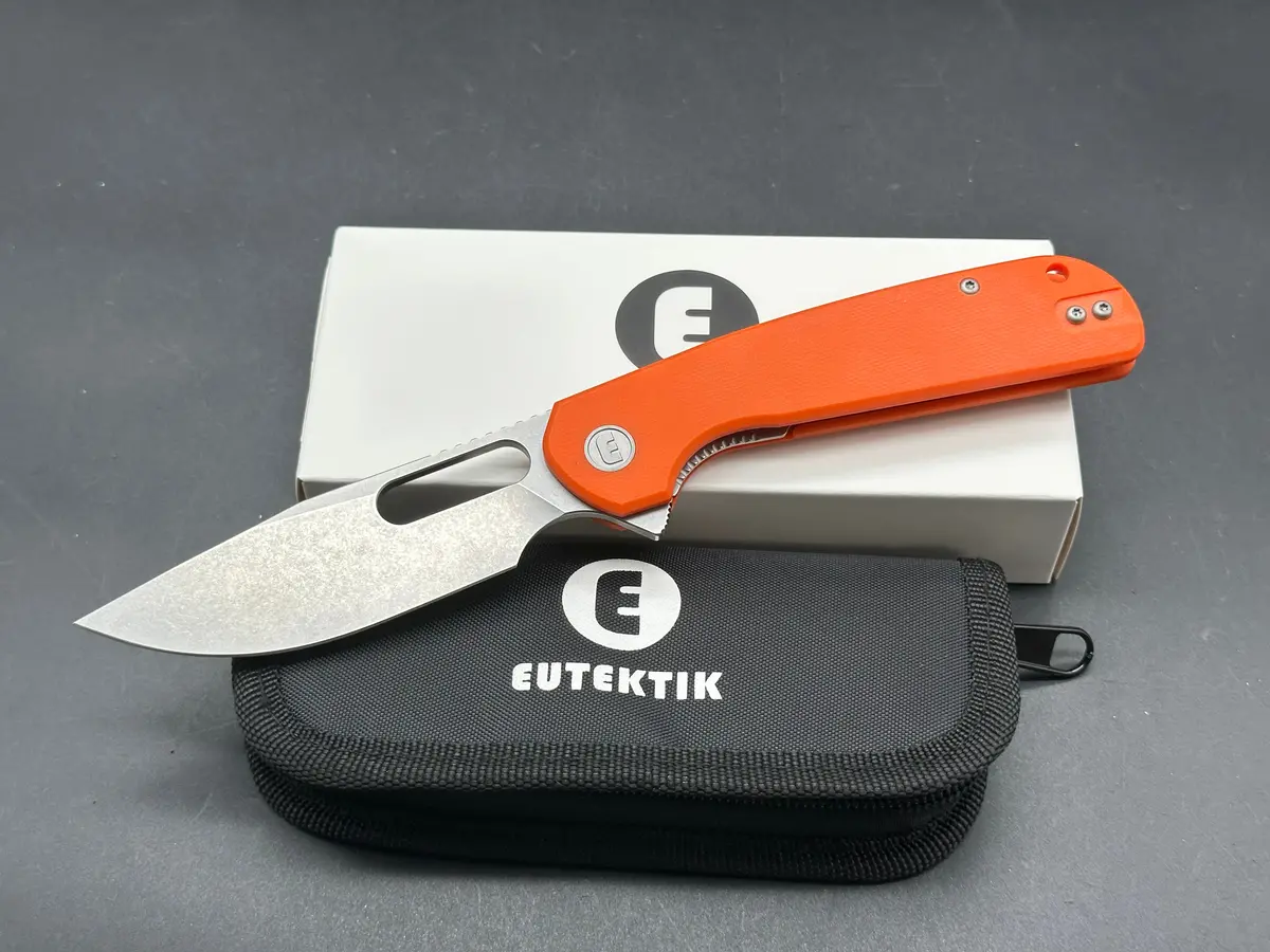 Eutektik Trinity Orange G10 Stonewashed - New In Box From Eutektik Knives Plus Ltk Koozie/Patch & Sticker W/Each Knife 1