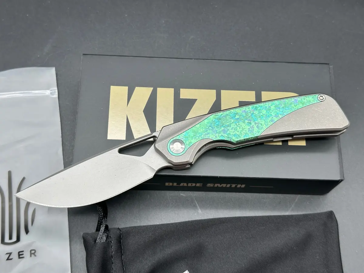 Kizer Topsail Frame Lock Knife Titanium + Crystalized Ti (3.1" Bb) 1