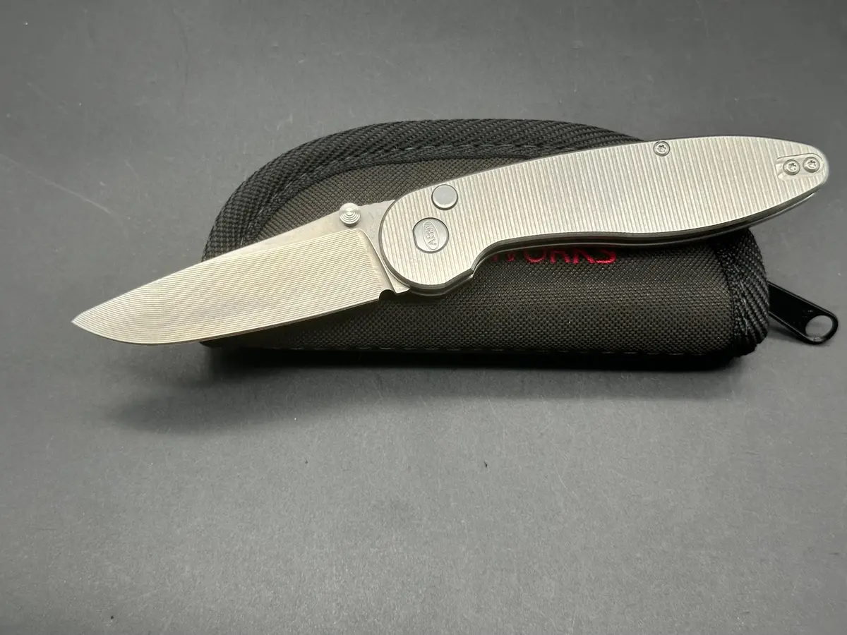 American Blade Works Abw Model 1 Button Lock Titanium Magnacut 1