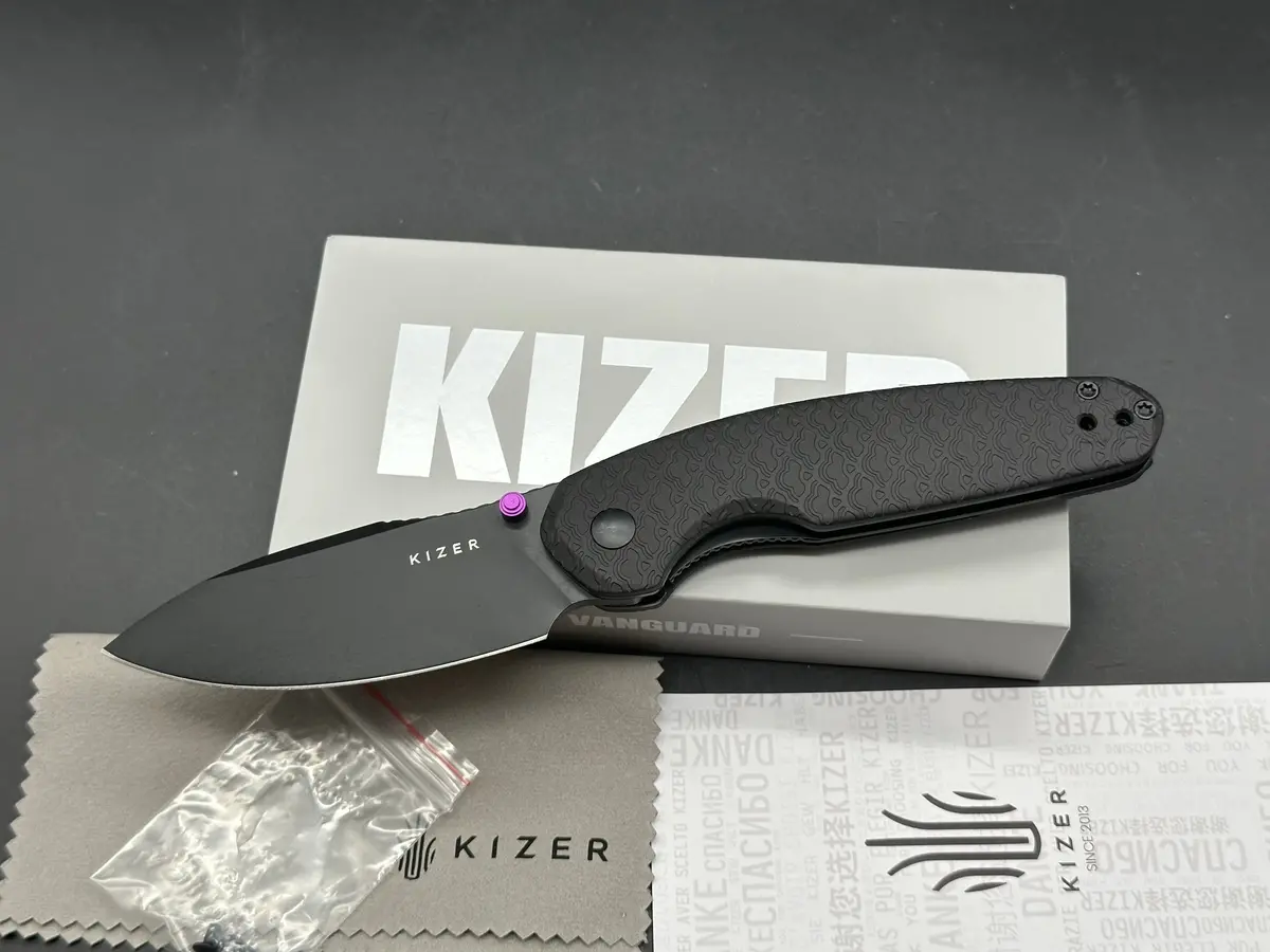 Kizer Meteora Folding Knife Black Aluminum Handle Nitro-V Blade 1